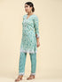 Samma Chikankari Co-ord set in Cotton for Women- Green